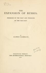 Front cover of The expansion of Russia by Alfred Rambaud