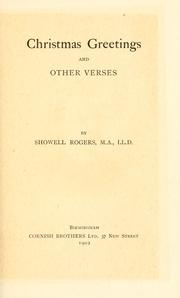 Front cover of Christmas greetings and other verses by Showell Rogers