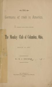 Front cover of The Germans of 1849 in America by M. J. Becker