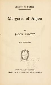 Front cover of History of Margaret of Anjou by Jacob Abbott