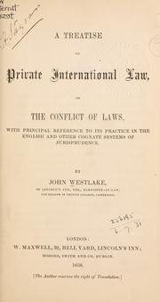 Front cover of A treatise on private international law by John Westlake