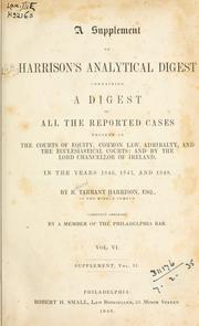 Front cover of A supplement to [S.B.] Harrison's Analytical digest by Richard Tarrant Harrison
