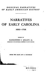 Front cover of Narratives of Early Carolina, Sixteen Fifty to Seventeen Eight by A. S. Salley