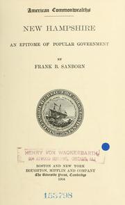 Cover of New Hampshire by F. B. Sanborn