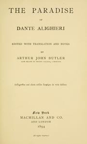 Front cover of The Paradise of Dante Alighieri by Dante Alighieri