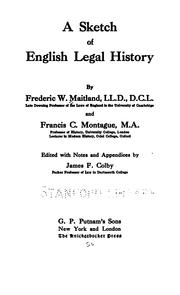 Front cover of A sketch of English legal history by Frederic William Maitland