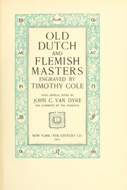 Cover of Old Dutch and Flemish masters by Timothy Cole