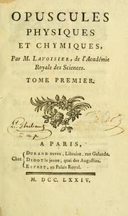 Cover of Opuscles physiques et chymiques by Antoine Laurent Lavoisier