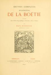 Front cover of Oeuvres complètes d'Estienne de La Boétie by Étienne de La Boétie