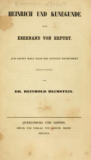 Front cover of Heinrich und Kunegunde by Ebernant of Erfurt