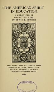 Front cover of The American spirit in education by Edwin Emery Slosson