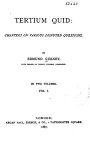 Front cover of Tertium quid by Edmund Gurney