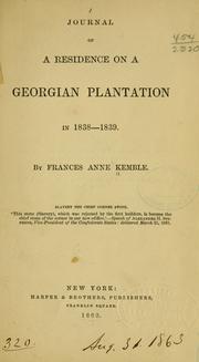 Front cover of Journal of a residence on a Georgian plantation in 1838-1839 by Fanny Kemble