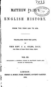 Front cover of Historia Anglorum by Paris, Matthew