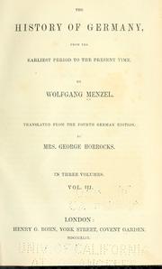 Cover of The history of Germany by Wolfgang Menzel