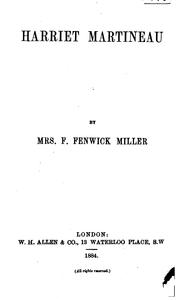 Front cover of Harriet Martineau by Miller, Florence Fenwick