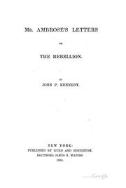 Front cover of Mr. Ambrose's letters on the rebellion by John Pendleton Kennedy