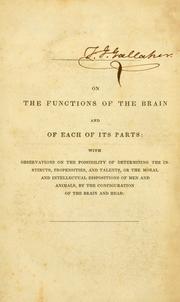 Front cover of On the functions of the brain and of each of its parts by F. J. Gall