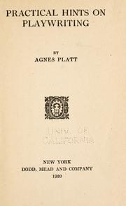 Cover of Practical hints on playwriting by Agnes Platt