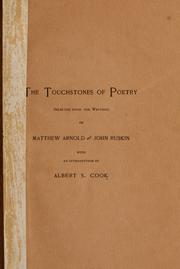 Front cover of The touchstones of poetry by Matthew Arnold