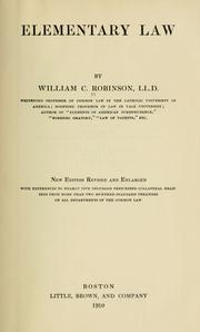 Cover of Elementary law by Robinson, William C.