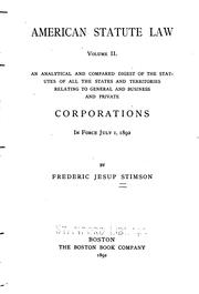 Cover of American statute law by Stimson, Frederic Jesup