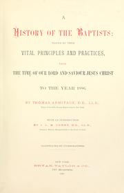 Front cover of A history of the Baptists by Thomas Armitage