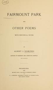 Cover of Fairmount Park and other poems by Albert J. Edmunds