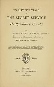 Front cover of Twenty-five years in the secret service by Le Caron, Henri