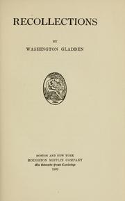 Cover of Recollections by Washington Gladden