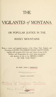 Front cover of The vigilantes of Montana by Thomas Josiah Dimsdale