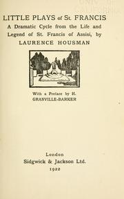 Cover of Little plays of St. Francis by Laurence Housman