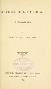 Front cover of Arthur Hugh Clough by Samuel Waddington