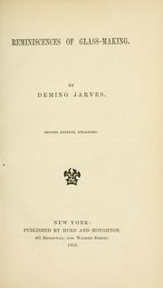 Front cover of Reminiscences of glass-making by Deming Jarves