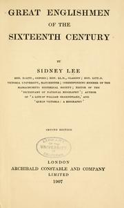 Cover of Great Englishmen of the sixteenth century by Sir Sidney Lee