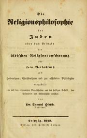 Front cover of Die Religionsphilosophie der Juden by Samuel Hirsch