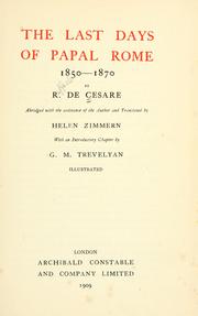 Front cover of The last days of papal Rome, 1850-1870 by De Cesare, Raffaele