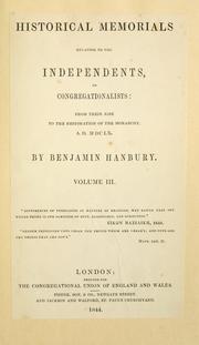 Front cover of Historical memorials relating to the Independents, or Congregationalists by Benjamin Hanbury