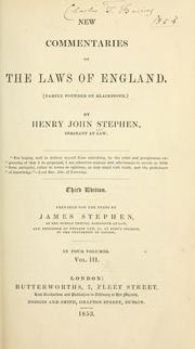 Cover of New commentaries on the laws of England by Henry John Stephen