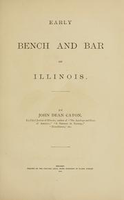 Front cover of Early bench and bar of Illinois by John Dean Caton