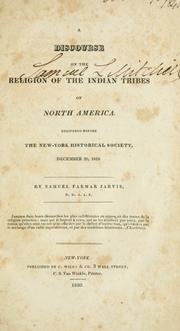 Front cover of A discourse on the religion of the Indian tribes of North America by Samuel F. Jarvis