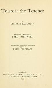 Cover of Tolstoi, educateur. -- by Charles Baudouin