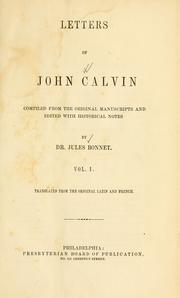Front cover of Letters of John Calvin by Jean Calvin