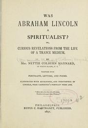 Front cover of Was Abraham Lincoln a spiritualist? by Nettie Colburn Maynard
