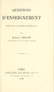 Cover of Questions d'enseignement by Bersot, Ernest