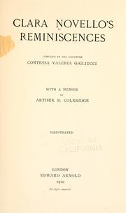 Front cover of Clara Novello's reminiscences by Novello, Clara
