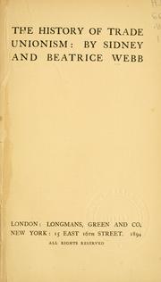 Front cover of The history of trade unionism by Sidney Webb
