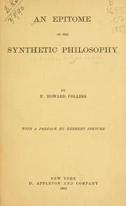 Front cover of An epitome of the Synthetic philosophy by Herbert Spencer