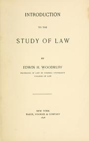 Front cover of Introduction to the study of law by Edwin H. Woodruff