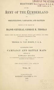 Front cover of History of the Army of the Cumberland by Thomas B. Van Horne